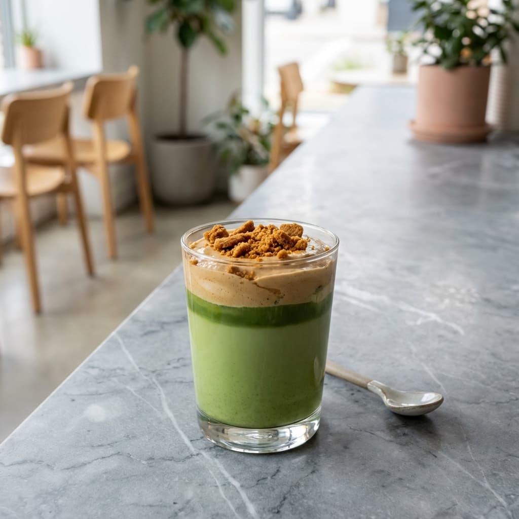 Cookie Butter Cream Top Matcha Latte