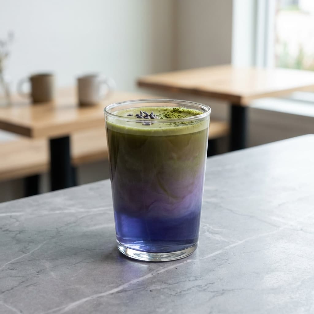 Lavender Butterfly Pea Matcha Latte