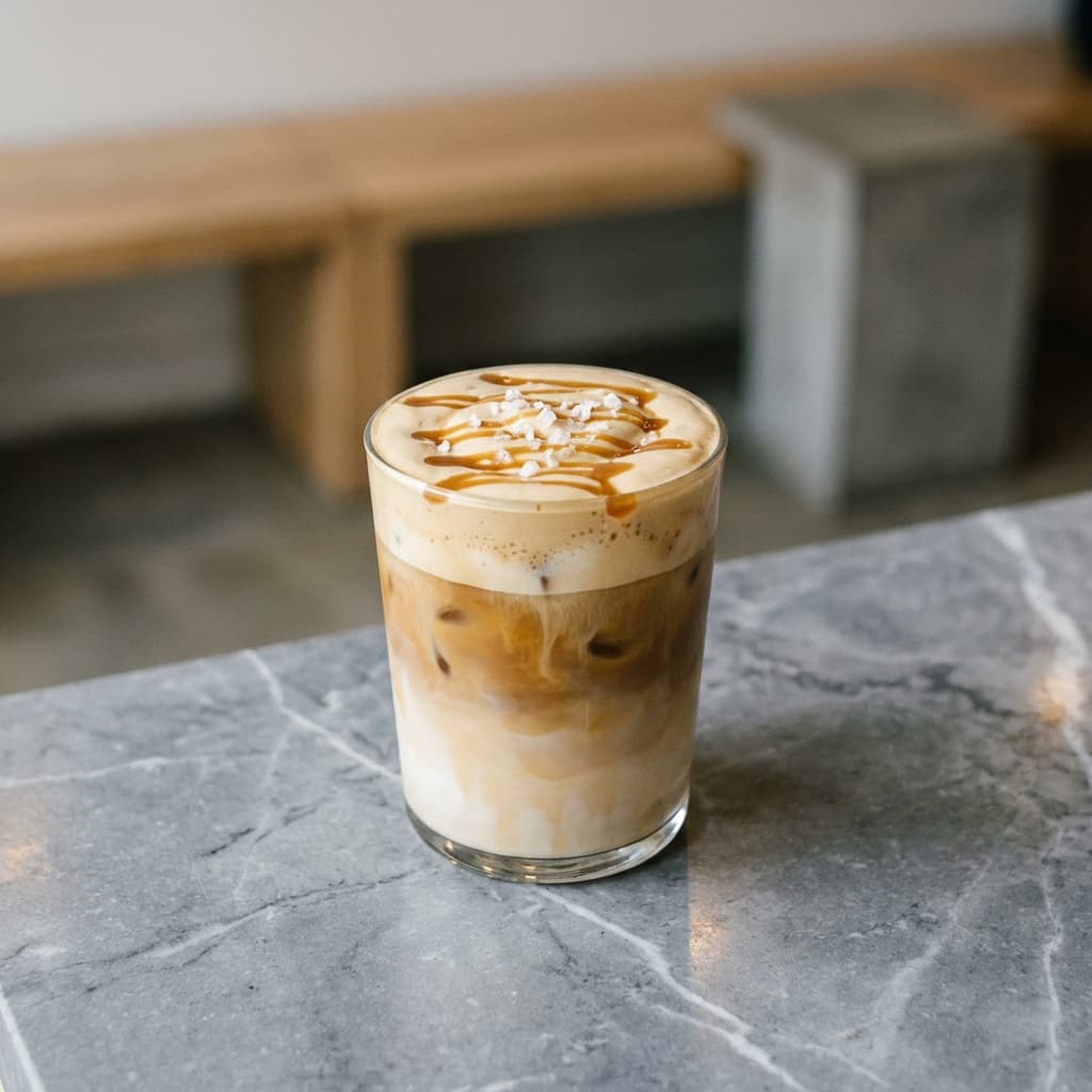 Salted Caramel Cream Topped Latte